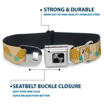Dog Bone Seatbelt Buckle Collar - Pineapples Rotating Tan