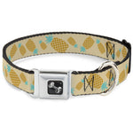 Dog Bone Seatbelt Buckle Collar - Pineapples Rotating Tan