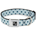 Load image into Gallery viewer, Dog Bone Seatbelt Buckle Collar - Palm Trees & Waves Monogram Blues/White