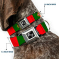 Load image into Gallery viewer, Dog Bone Black/Silver Seatbelt Buckle Collar - Portugal Flag Green/Red