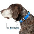 Load image into Gallery viewer, Dog Bone Black/Silver Seatbelt Buckle Collar - Pet Quote ADOPT DON'T SHOP Blue/White