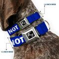 Load image into Gallery viewer, Dog Bone Black/Silver Seatbelt Buckle Collar - Pet Quote DO NOT FEED Navy/White