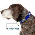 Load image into Gallery viewer, Dog Bone Black/Silver Seatbelt Buckle Collar - Pet Quote DO NOT FEED Navy/White