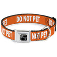 Load image into Gallery viewer, Dog Bone Black/Silver Seatbelt Buckle Collar - Pet Quote DO NOT PET Orange/White