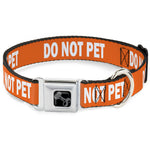 Dog Bone Black/Silver Seatbelt Buckle Collar - Pet Quote DO NOT PET Orange/White