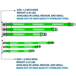 Dog Bone Black/Silver Seatbelt Buckle Collar - Pet Quote FRIENDLY Green/White