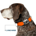 Load image into Gallery viewer, Dog Bone Black/Silver Seatbelt Buckle Collar - Pet Quote NO DOGS Orange/White
