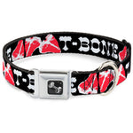 Dog Bone Seatbelt Buckle Collar - Steaks w/T-BONE Text