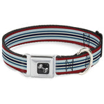 Dog Bone Seatbelt Buckle Collar - Stripes Red/Blues/White