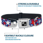 Dog Bone Seatbelt Buckle Collar - Stargazer Blue/White/Red