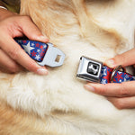 Dog Bone Seatbelt Buckle Collar - Stargazer Blue/White/Red