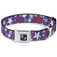 Load image into Gallery viewer, Dog Bone Seatbelt Buckle Collar - Stargazer Blue/White/Red