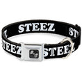 Load image into Gallery viewer, Dog Bone Seatbelt Buckle Collar - STEEZ Black/White