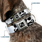Dog Bone Seatbelt Buckle Collar - Sunglasses & Mustache White/Black