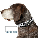 Dog Bone Seatbelt Buckle Collar - Sunglasses & Mustache White/Black