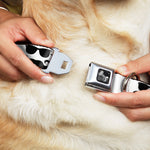 Dog Bone Seatbelt Buckle Collar - Sunglasses & Mustache White/Black