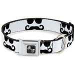 Dog Bone Seatbelt Buckle Collar - Sunglasses & Mustache White/Black