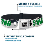 Dog Bone Seatbelt Buckle Collar - SWAGG White/Black/Green