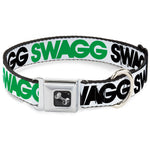 Dog Bone Seatbelt Buckle Collar - SWAGG White/Black/Green