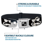 Dog Bone Seatbelt Buckle Collar - Sunglasses & Mustache Black/White