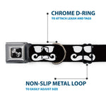 Dog Bone Seatbelt Buckle Collar - Sunglasses & Mustache Black/White