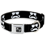 Dog Bone Seatbelt Buckle Collar - Sunglasses & Mustache Black/White