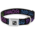 Load image into Gallery viewer, Dog Bone Seatbelt Buckle Collar - SWAGG Black/Zebra Multi Neon