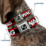 Dog Bone Seatbelt Buckle Collar - SWAGG Black/White/Red Stripe