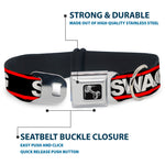 Dog Bone Seatbelt Buckle Collar - SWAGG Black/White/Red Stripe