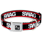 Dog Bone Seatbelt Buckle Collar - SWAGG Black/White/Red Stripe