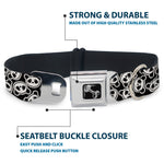 Dog Bone Seatbelt Buckle Collar - Scattered Panda Bear Cartoon2 Black/White