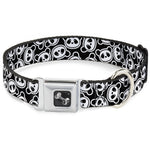 Dog Bone Seatbelt Buckle Collar - Scattered Panda Bear Cartoon2 Black/White