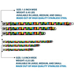 Dog Bone Seatbelt Buckle Collar - Skulls & Flowers Black/Multi Color