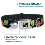 Dog Bone Seatbelt Buckle Collar - Skulls & Flowers Black/Multi Color