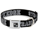 Dog Bone Seatbelt Buckle Collar - STRAIGHT EDGE Black/White