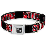 Dog Bone Seatbelt Buckle Collar - STEEZ Black/Checker Black/Red