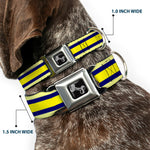 Dog Bone Seatbelt Buckle Collar - Stripes Light Yellow/Navy/Yellow