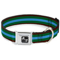 Load image into Gallery viewer, Dog Bone Seatbelt Buckle Collar - Stripes Brown/Green/Baby Blue