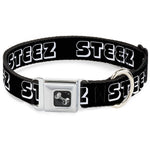 Dog Bone Seatbelt Buckle Collar - STEEZ 3-D Black/White