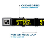 Dog Bone Seatbelt Buckle Collar - STEEZ Brushed Black/Yellow