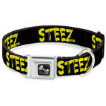 Dog Bone Seatbelt Buckle Collar - STEEZ Brushed Black/Yellow
