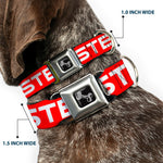 Dog Bone Seatbelt Buckle Collar - STEEZ Flat Red/White