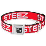 Dog Bone Seatbelt Buckle Collar - STEEZ Flat Red/White