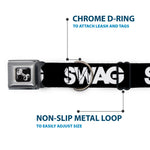 Dog Bone Seatbelt Buckle Collar - SWAG Black/White