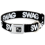Dog Bone Seatbelt Buckle Collar - SWAG Black/White