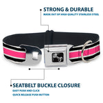 Dog Bone Seatbelt Buckle Collar - Stripes White/Black/White/Pink