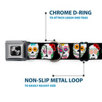 Dog Bone Seatbelt Buckle Collar - Sugar Skull Outline Black/Multi Color