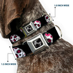 Dog Bone Seatbelt Buckle Collar - Sugar Skulls Scattered Black/White/Fuchsia