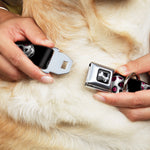 Dog Bone Seatbelt Buckle Collar - Sugar Skulls Scattered Black/White/Fuchsia