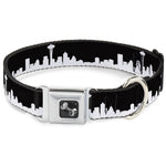 Dog Bone Seatbelt Buckle Collar - Seattle Solid Skyline Black/White
